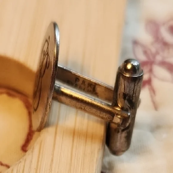 Cufflinks Monogrammed  "B" Sterling Silver Vintage - Picture 8 of 8